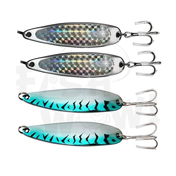 4pcs-3oz-6inch-Fishing-Spoon-with-Treble-Hook-Silver-Tape-Blue-Mackerel-Fish-WOW