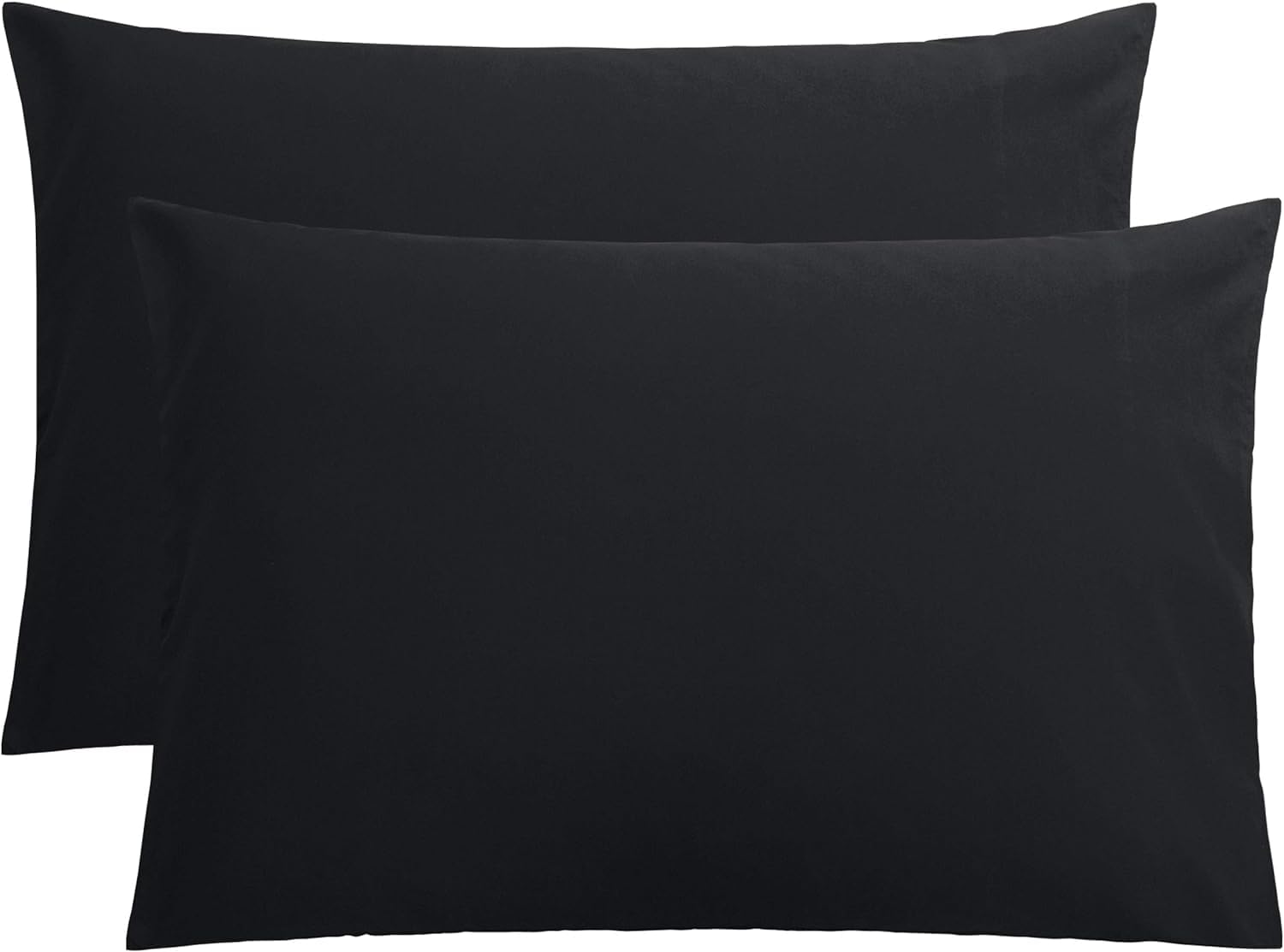 SEVEN4-UK 2 Black Microfiber Pillow cover Super and Cozy Envelope Closure Bed Pillow Cases 50x80 cm Easy to Use Attractive Colours Breathable & Durable Pillow Case Set Easy to Wash
