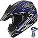 Adult Motocross ATV Helmet Dirt Bike OffRoad Mountain Bike Helmet Goggles Gloves Combo Matt Blue 189 (Med)