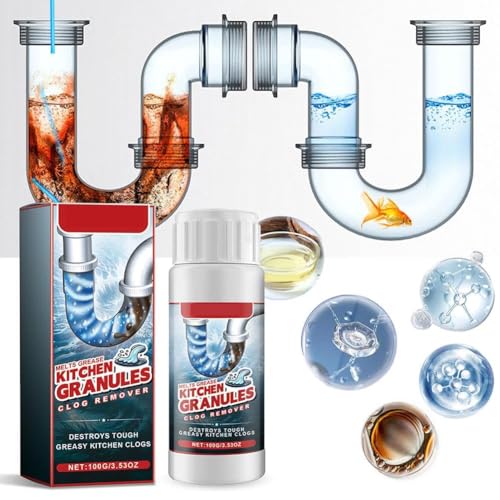 Terrifi Drain Clog Remover, Kitchen Granules Cleaner, Unclogs Grease Or Cooking Oil Blockages, Hair Powerful Cleaner For Clogged Sink, Fast Acting, Safe All Pipes