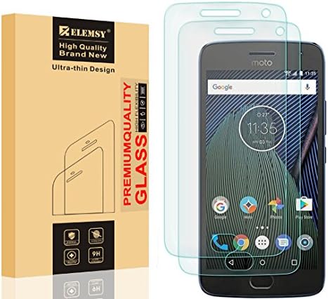 Moto G5 Plus Screen Protector, [2-Pack] ELEMSY Tempered Glass Screen Protector For Moto G5 Plus.[Anti-Scratch][Anti-Fingerprint][Bubble Free]