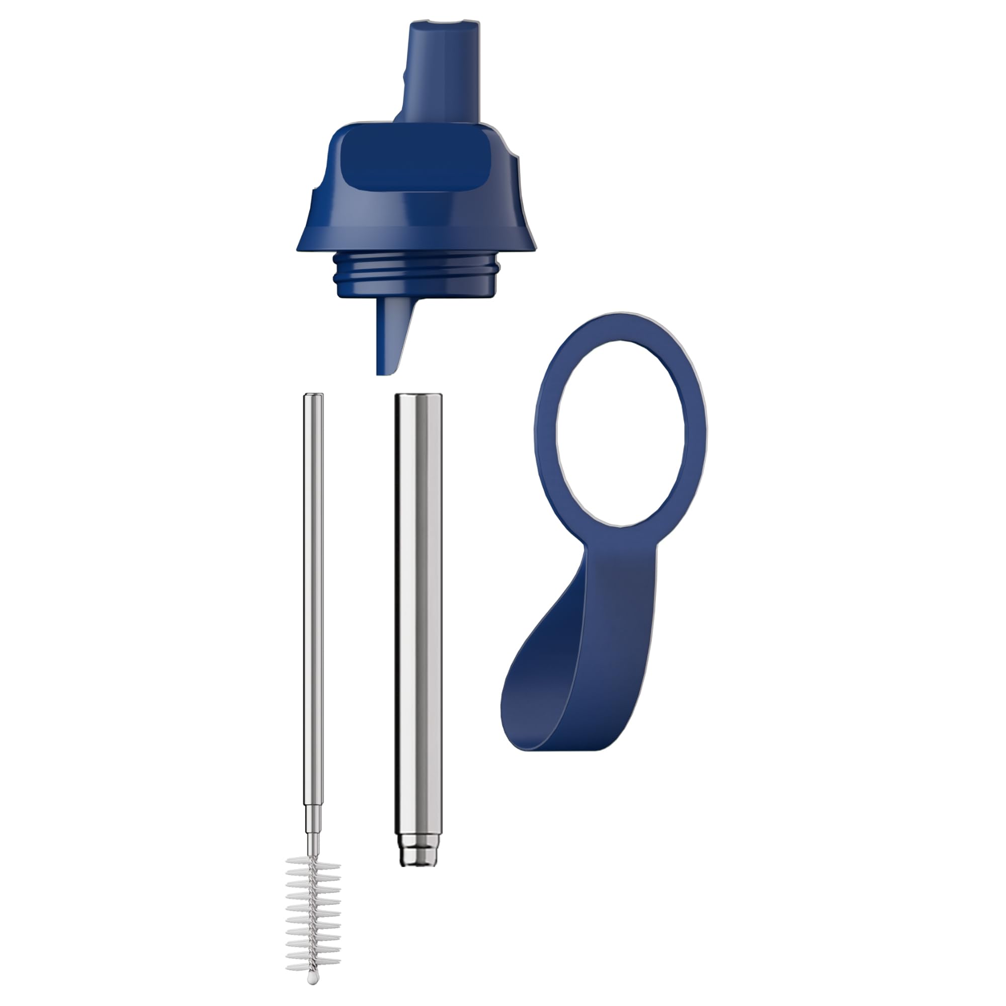 Chilly's Series 2 Sports Flip Lid with Telescopic Straw and Nylon Carry Loop - Easy Flip Lid, Straw Cleaning Brush Included - Accessory Series 2 Water Bottles - Whale Blue