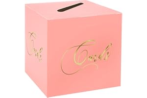 FALIZIFU Pink and Gold Card Box Gift Card Box Holder Envelope Box for Wedding Birthday Baby Shower Retirement Party Card Box