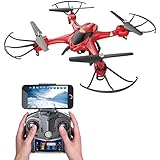 Holy Stone HS200 FPV RC Drone with HD Wifi Camera Live Feed 2.4GHz 4CH 6-Axis Gyro Quadcopter with Altitude Hold, Gravity Sensor and Headless Mode RTF Helicopter, Color Red