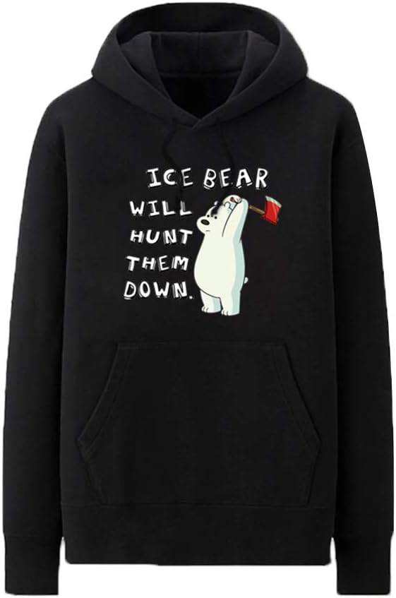 We Bare Bears Solid Color for Men and Women Printed Plus Velvet Hooded Sweatshirt