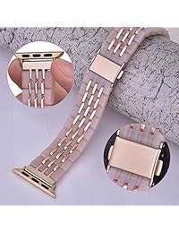CAGOS Correa de reloj Compatible para 38 mm 40 mm Reemplazo liviano de resina para correa de reloj de Apple para iWatch Serie 4 3 2 1 Pulsera con hebilla de acero inoxidable Mujeres Hombres (rosa + metal dorado, 38 mm)