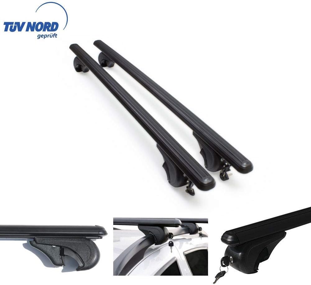 OMAC GmbH Aluminium Black Roof Rack Rails Roof Rack for Pajero Sport II 2008-2016 Roof Rack Bicycle Carrier Lockable Removable with TUV ABE