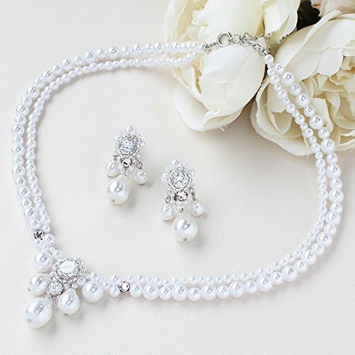 (Handmade Kit) Amaryllis Necklace &amp; Earrings (White Pearl)