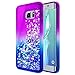 NageBee Case for Samsung Galaxy S6 Edge Plus w/[Full Coverage Screen Protector], Glitter Liquid Quicksand Waterfall Flowing Sparkle Bling Girls Cute Case -Purple/Blue