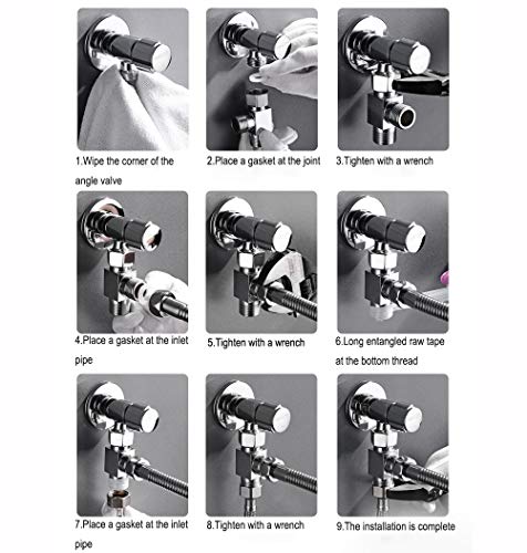 G1/2" Diverter Valve, Traditional Metal Shower Arm Brass Diverter T-adapter Valve 3-way Tee Connector for Handheld Bidet and Sprayer