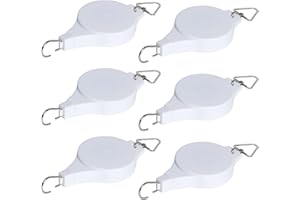 HMXPLS 6 Pack Plant Pulley Retractable Hanger, Easy Reach Plant Pulley Adjustable Height Wheel for Hanging Plants Heavy Duty, Indoor Outdoor Plant Hanger for Garden Baskets Pots & Birds Feeder - White