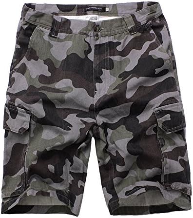 ZFADDS Men Camouflage Beach Shorts Army Camo Military Work Cargo Shorts Short Workout Trousers Gray 38