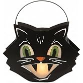 Bethany Lowe Mr. Cool Cat Halloween Lantern, Tin, Black, TF3249