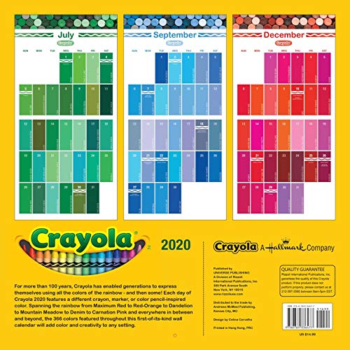 Crayola 2020 Wall Calendar: 366 Crayon Colors