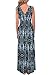 Cacuu Women's Chevron V Neck Sleeveless Empire Waist Striped Maxi Dress