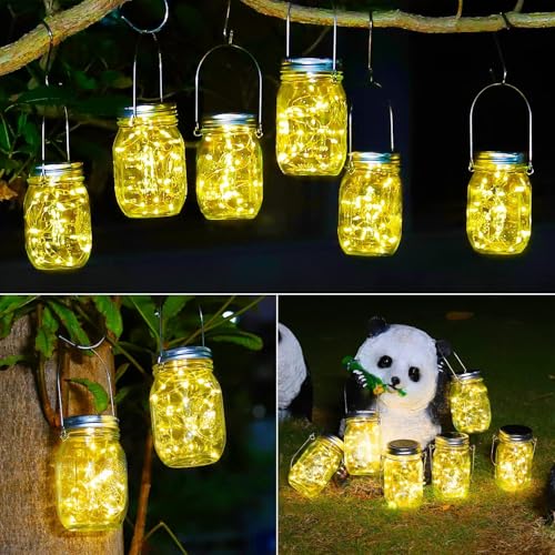 HOYIBO Solar Lanterns for Garden – 6 Pieces 30 LED Waterproof Illumination IP65 Outdoor Solar Lamps for Decorative Christmas Room Party Terrace Garden Weddings Home Trees