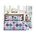 1 X Full/queen Reversible Comforter Set Pink Teal Purple Bedding Teen Girls Pillows by Mi-Zone