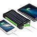 MeliTech Portable Solar Charger Waterproof Mobile Power Bank 20000mAh External Backup Battery Dual USB 5V 1A/2A Output With LED Flashlight and Compass For Phones Tablet Camera iPhone Samsung - Green
