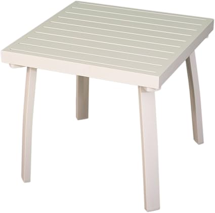 Mesita Auxiliar para jardín de Aluminio Color Blanco, Tamaño: 50x50x47