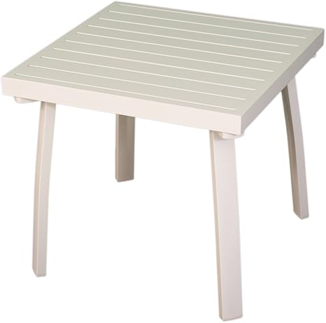 Mesita Auxiliar para jardín de Aluminio Color Blanco, Tamaño: 50x50x47
