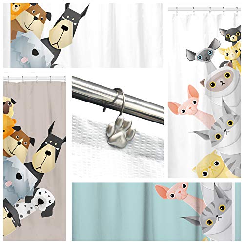 image for Sunlit Fashion Design Cute Paw Print Polished Shower Curtain Hooks for
