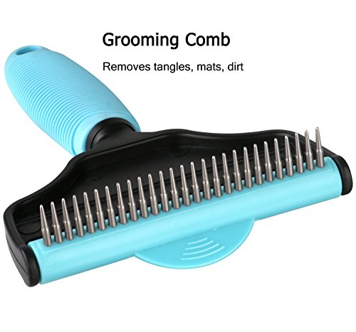 Tentoku DeShedding Brush, 2 in 1 Comb Pet Dog Cat Rabbit Grooming Deshedding Brush Rake U-Shaped Brushes for All Short Long Hair and Fur Types