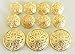 YCEE 11 Piece Gold Metal Blazer Button Set - Pierced Quadruple Club - For Blazer, Suits, Sport Coat, Uniform, Jacket