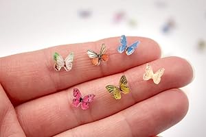 PEACHCOR Micro Resin Butterflies, Dollhouse Miniature Tiny Butterflies, Terrarium Fairy Garden Dollhouse, Mini Micro Landscaping Decoration (30 PCS)