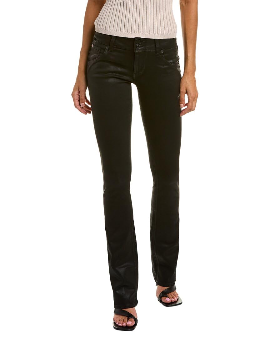 Photo 1 of HUDSON Women's Beth Mid Rise Baby Bootcut Jean with Back Flap Pockets, Coated Black Beaut, 27