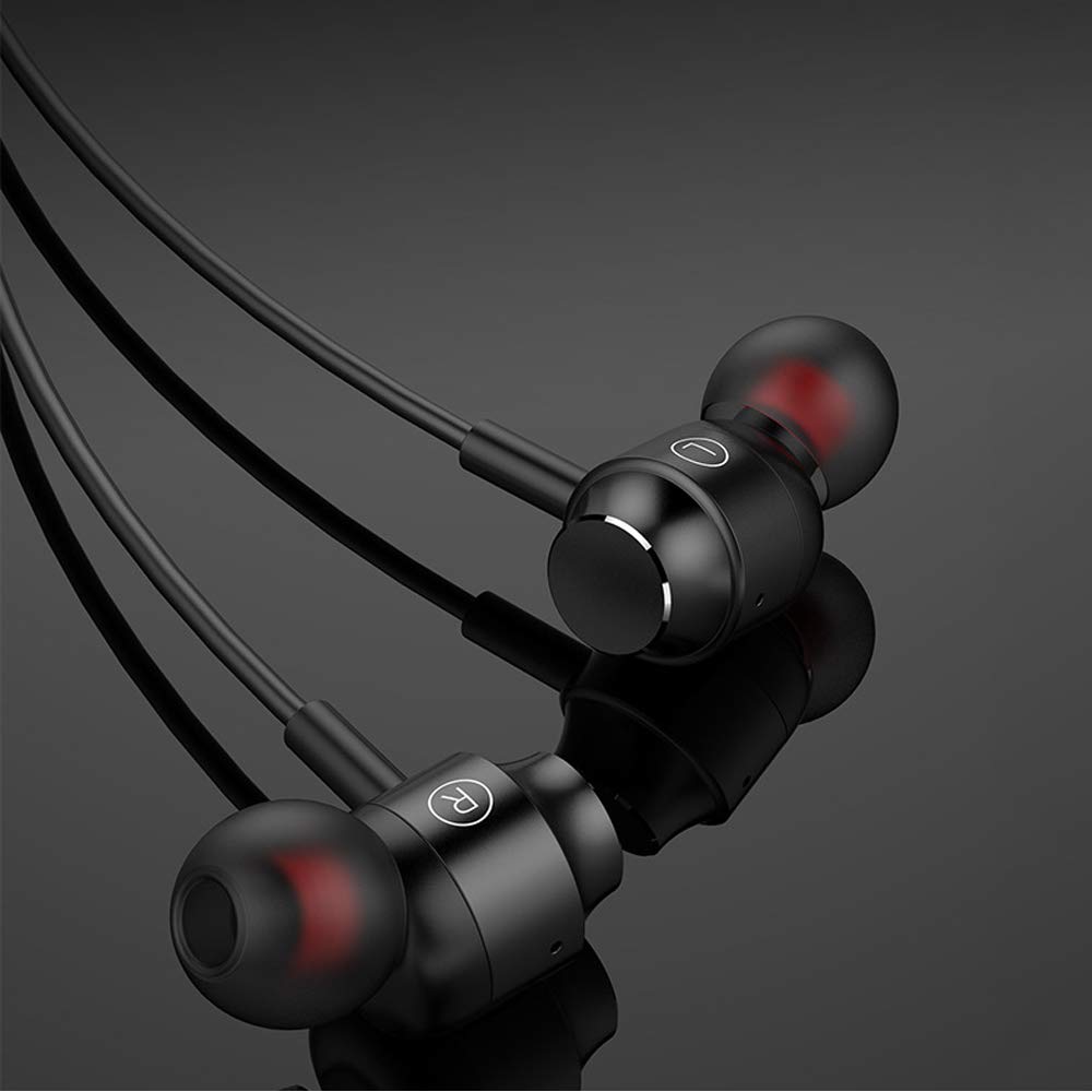 (2 Pack) Metal 3.5mm Wired Earbuds/Earphones/Headphones with Microphone and Volume Control Compatible for iPhone iPad iPod Laptop Samsung Galaxy Android Phone Mp3 Mp4 Player(Black+Rose Gold)