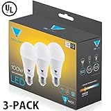 TriGlow LED Light Bulbs 100 Watt Equivalent A19 LED Bulbs 3000K (Soft White) 1500 Lumens, E26 Base UL Listed, Led Light Bulbs 3-Pack