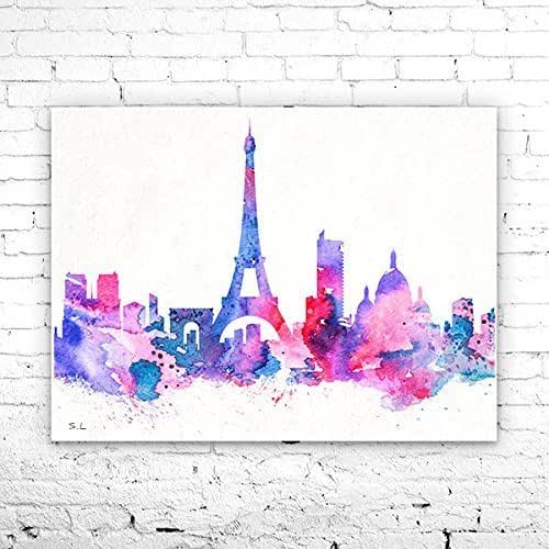 Paris City Skyline, Art Print, Paris poster, France print
