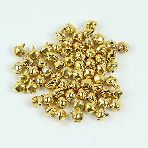 Dealglad New 100pcs Jingle Small Bells Christmas Xmas Wedding Decoration Beads Jewelry Findings Charms (Golden, 12mm)