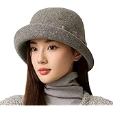 Women Vintage Felt Cloche Hats Winter Fall Solid Fedora Bucket Caps Elegant Bowler Hat Bowknot