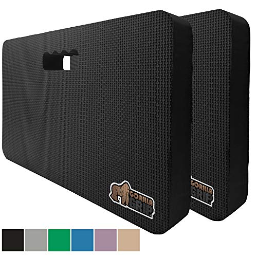 Gorilla Grip Original Premium Thick Kneeling Pads, 2 Pack, Comfortable Foam Mats to Kneel On, Knee Pad Cushion for Gardening, Yoga and Bath Room Floor for Baby Bath, 2 17.5 x 11 Inch x 1.5 Inch, Black