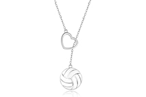 HONGZHUAN JEWELRY 925 Sterling Silver Volleyball Softball Baseball Necklace Pendant Heart Jewelry Gifts for Women Player Lover