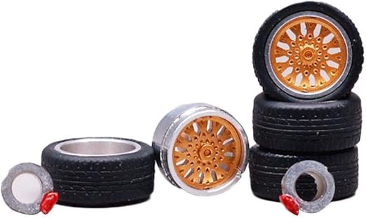 Amazon.com: RoseSummer 1: 64 ruedas de neumáticos, vehículo de goma reacondicionado coche modificado a 1/64 coches: Toys \u0026 Games