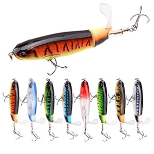 Pêche Leurres 8pcs Whopper Plopper 11cm 15g Flottant Par Lure De Pêche Artificielle Hard Bait Câble Wobbler Tournant La…