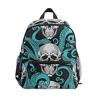 Mini Backpack Blue Octopus Kraken Sugar Skull School Bag Daypack Lightweight