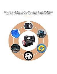Compresor de aire FIXSMITH 12 V   Calibre digital 150 PSI, inflador de neumáticos de coche portátil de 12 V CC, linterna LED, apagado automático, 5 adaptadores de flujo de aire alto, para coche, moto, bicicleta, balón deportivo, cama de aire., Negro