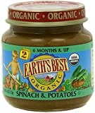 Earth's Best Organic Stage 2 Baby Food, Spinach and Potato, 4 oz. Jar (Pack of 12)