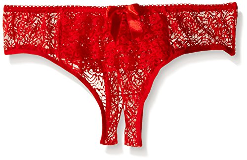 Dreamgirl women s ruffle back crotchless panty, red, me…