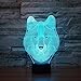 Wolf Head Lamp 3D Lamp LED Night Light Animal Table Lamp Optical Touch Transform 7 Color Lights Birthday Gift Lights Business Gift Lights