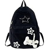 SIFRTOA Grunge Star Backpack Y2K Aesthetic Vintage Rucksack Travel 14inch Laptop Bag (Black)