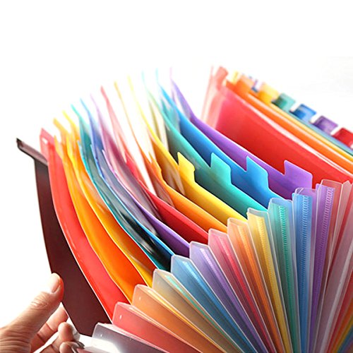 HJSMing 24 Pocket Large Capacity Expandable Plastic Folders/Multicolor Folders/A4 Accordion File Manager/Business Folders Organizer Office File Organizer Bag - Thumbnail 5