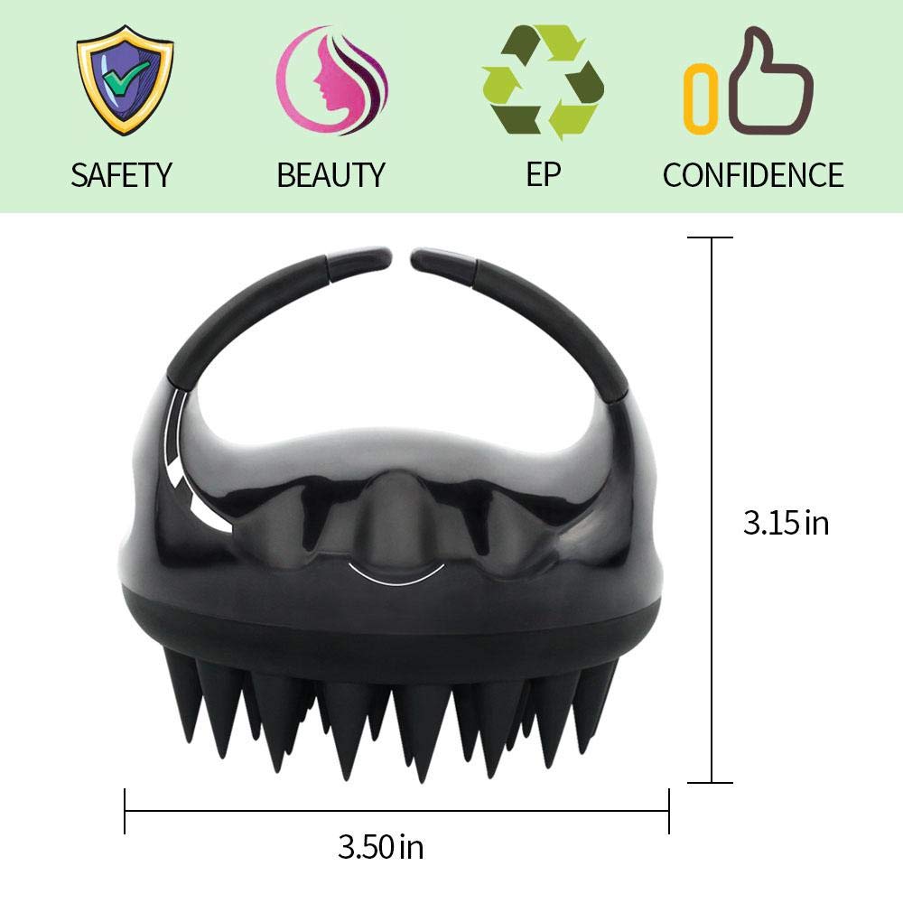 Vebiys Hair Scalp Massager Shampoo Brush - Scalp Brush For Hair Washing - Upgraded Head scrubber, Soft Silicone Bristles For Exfoliating And Remove Dandruff, Improve Hair Growth (Black) : Beauty