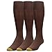 GOLDTOE Men's Canterbury Over-The-Calf Dress Socks, 3-Pairs, Brown, Large