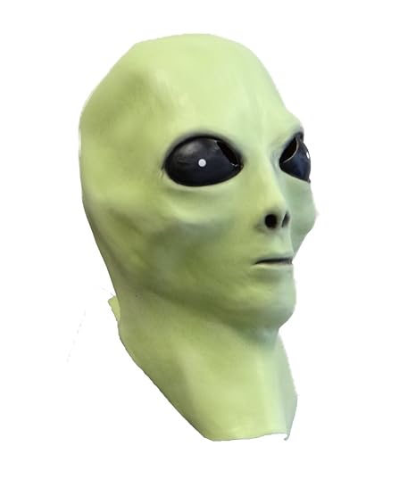 Rubber Johnnies TM Alien Latex Maske (Leuchtet Im Dunkeln) UFO Extra Terrestrische Film Kostüm Party Maske