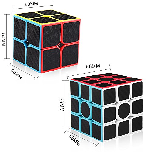 D-FantiX Carbon Fiber 2x2 3x3 Speed Cube Set, Magic Cube Puzzle Toys Kids