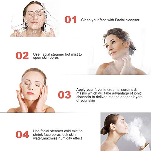CXhome Home Facial Steamer Hot and Cold Face Steamer Nano Mist for Woman Home Spa Facial, Steamer for Face Humidifier for Moisturizing Deep Cleaning Pores Acne Blackheads - Thumbnail 6
